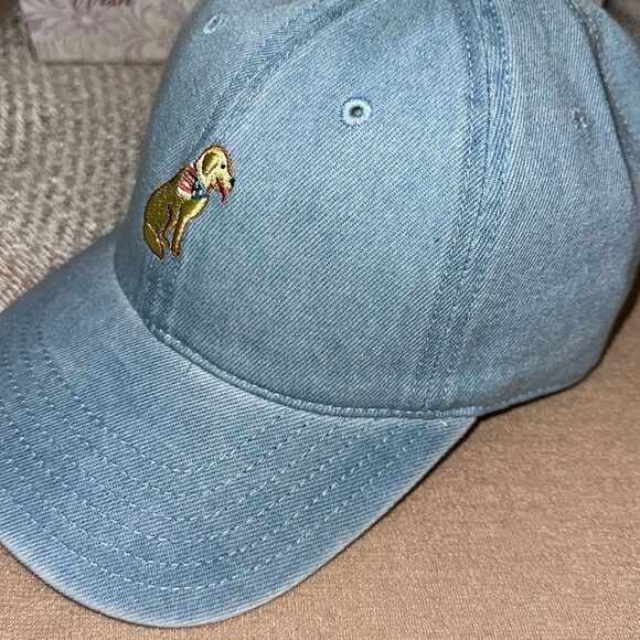 MIGHTY FINE OS UNISEX Vintage Blue Wash Denim Dog Embroidered Baseball Cap - Picture 4 of 12